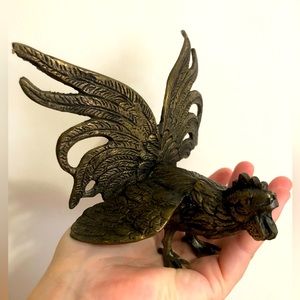 Vintage Bronze Metal Rooster